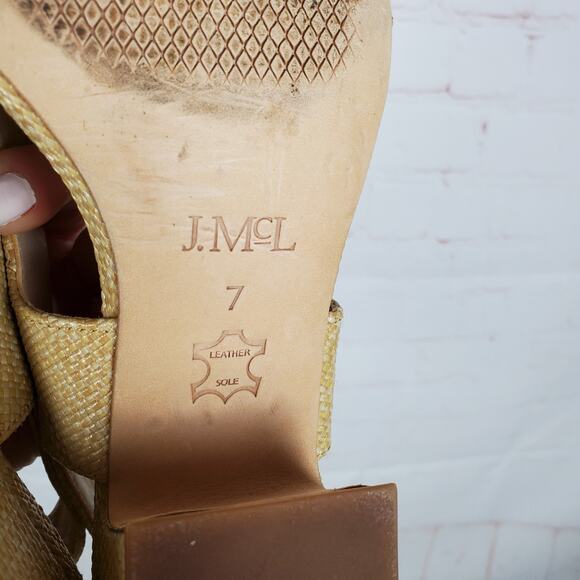 J Mclaughlin Jessamine Sandal Womens US 7 EU 37 Rattan Slingback Beige Heels - Picture 8 of 13